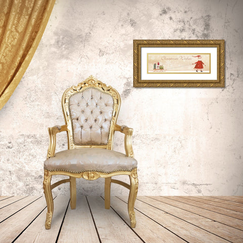 Christmas Wishes Gold Ornate Wood Framed Art Print with Double Matting by P.S. Art