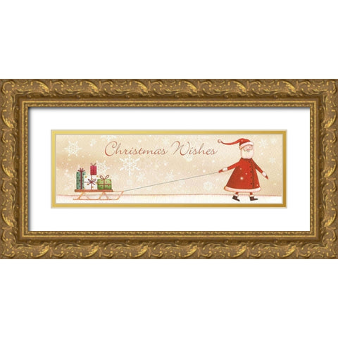 Christmas Wishes Gold Ornate Wood Framed Art Print with Double Matting by P.S. Art