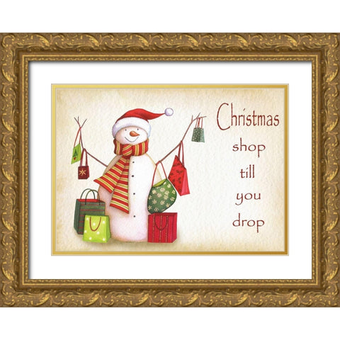 Shop Till You Drop Gold Ornate Wood Framed Art Print with Double Matting by P.S. Art