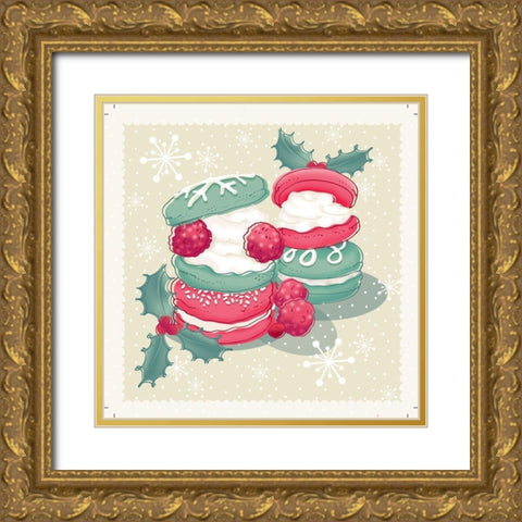 Merry Macaroons II Gold Ornate Wood Framed Art Print with Double Matting by P.S. Art