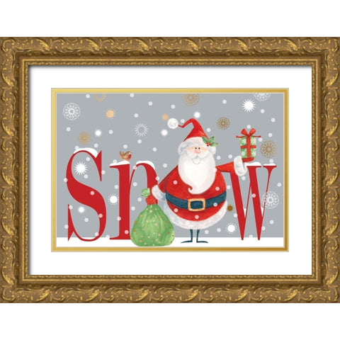 Snow Gold Ornate Wood Framed Art Print with Double Matting by P.S. Art