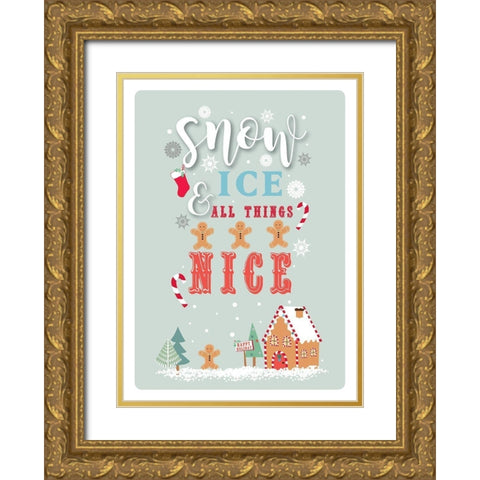 All Things Nice Gold Ornate Wood Framed Art Print with Double Matting by P.S. Art