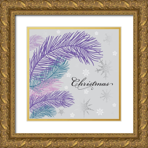 Christmas Gold Ornate Wood Framed Art Print with Double Matting by P.S. Art