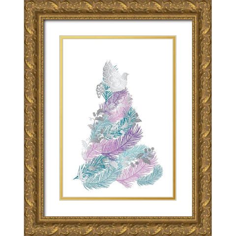 Purple Tree Gold Ornate Wood Framed Art Print with Double Matting by P.S. Art