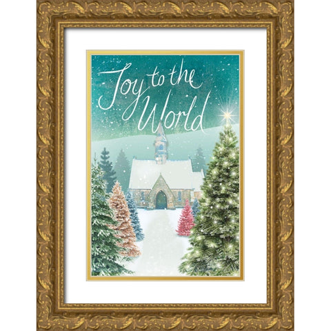 Joy to the World Gold Ornate Wood Framed Art Print with Double Matting by P.S. Art