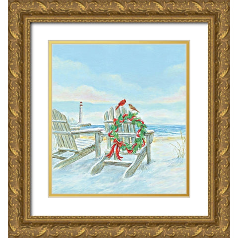 Coastal Christmas I Gold Ornate Wood Framed Art Print with Double Matting by P.S. Art