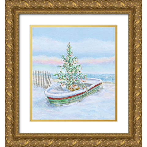 Coastal Christmas II Gold Ornate Wood Framed Art Print with Double Matting by P.S. Art