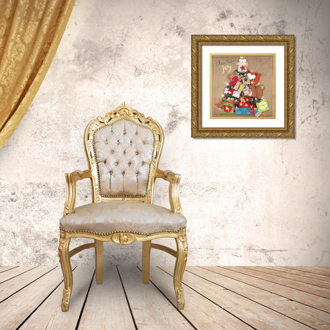 Christmas Joy Gold Ornate Wood Framed Art Print with Double Matting by P.S. Art