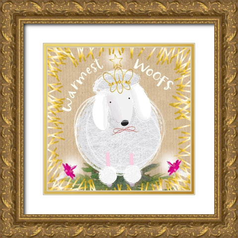 Warmest Woofs Gold Ornate Wood Framed Art Print with Double Matting by P.S. Art