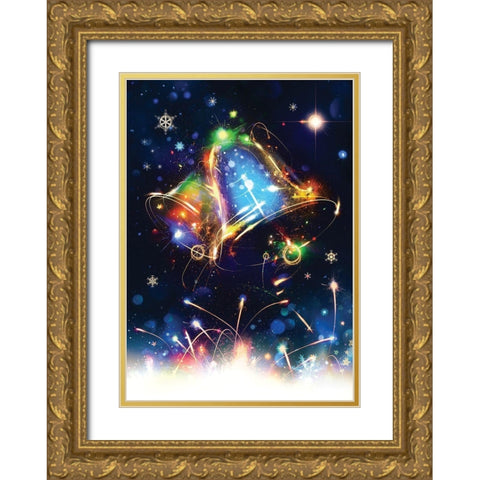 Jingle Bells Gold Ornate Wood Framed Art Print with Double Matting by P.S. Art
