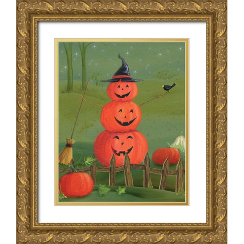 Pumpkin Stack Gold Ornate Wood Framed Art Print with Double Matting by P.S. Art