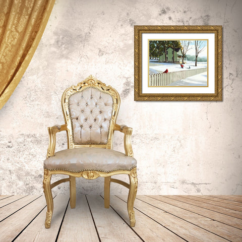 Snow Day Gold Ornate Wood Framed Art Print with Double Matting by P.S. Art