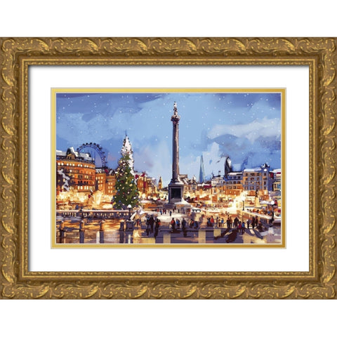 Cityscape Gold Ornate Wood Framed Art Print with Double Matting by P.S. Art