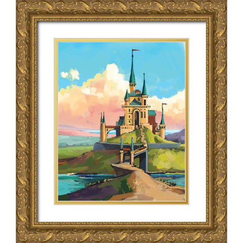 Castle Gold Ornate Wood Framed Art Print with Double Matting by P.S. Art