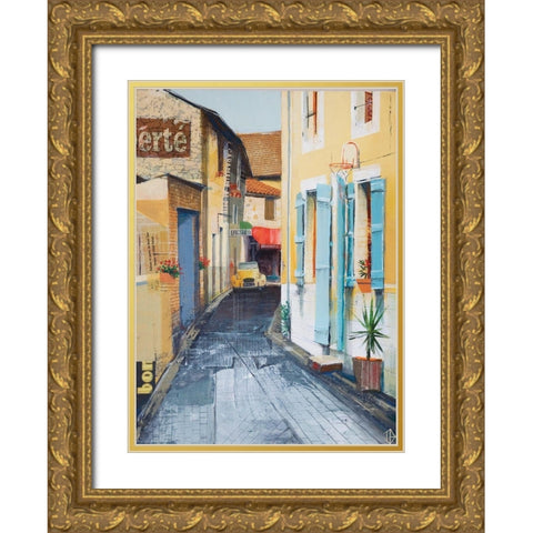 City Street Gold Ornate Wood Framed Art Print with Double Matting by P.S. Art