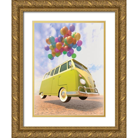 Bus Gold Ornate Wood Framed Art Print with Double Matting by P.S. Art