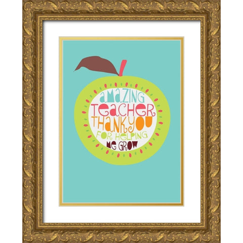 Thank You, Teacher Gold Ornate Wood Framed Art Print with Double Matting by P.S. Art Studios