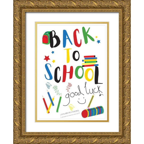 Back to School Gold Ornate Wood Framed Art Print with Double Matting by P.S. Art