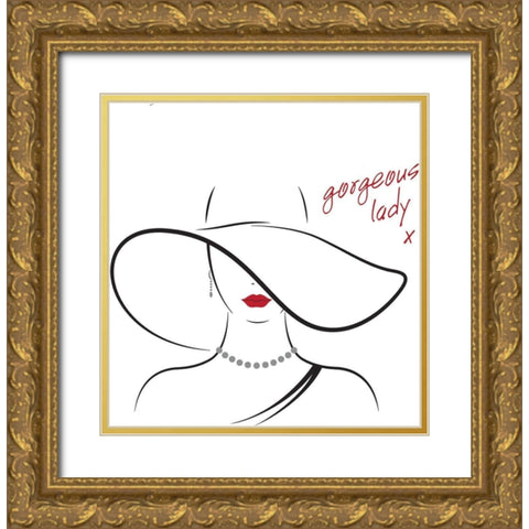 Gorgeous Lady Gold Ornate Wood Framed Art Print with Double Matting by P.S. Art