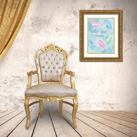 Follow Your Dreams Gold Ornate Wood Framed Art Print with Double Matting by P.S. Art