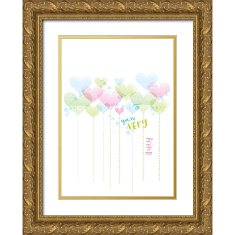 Pastel Balloons Gold Ornate Wood Framed Art Print with Double Matting by P.S. Art