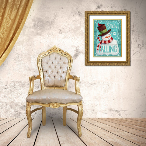 Snow is Falling Gold Ornate Wood Framed Art Print with Double Matting by P.S. Art