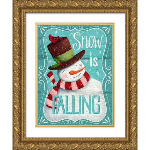 Snow is Falling Gold Ornate Wood Framed Art Print with Double Matting by P.S. Art