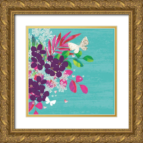 Floral Frenzy Gold Ornate Wood Framed Art Print with Double Matting by P.S. Art