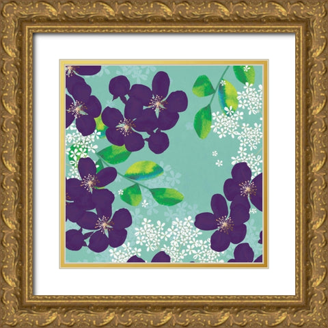 Purple Joy Gold Ornate Wood Framed Art Print with Double Matting by P.S. Art
