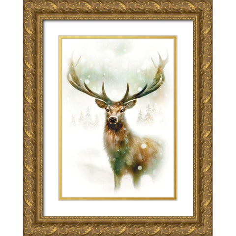 Enchanted Winter Gold Ornate Wood Framed Art Print with Double Matting by P.S. Art