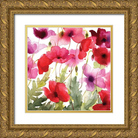 Poppy I Gold Ornate Wood Framed Art Print with Double Matting by P.S. Art