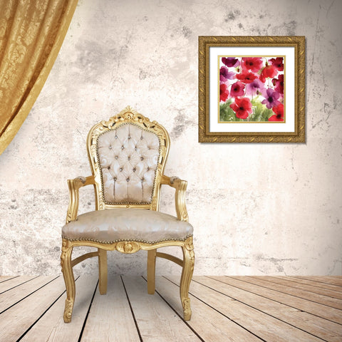Poppy II Gold Ornate Wood Framed Art Print with Double Matting by P.S. Art