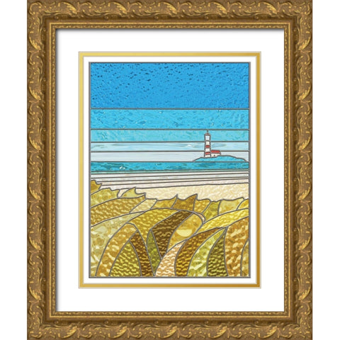 Lighthouse Gold Ornate Wood Framed Art Print with Double Matting by P.S. Art