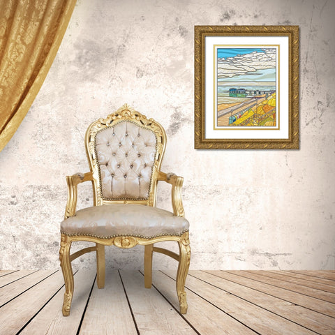 Beach Front Gold Ornate Wood Framed Art Print with Double Matting by P.S. Art