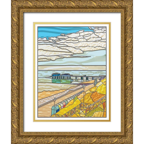 Beach Front Gold Ornate Wood Framed Art Print with Double Matting by P.S. Art