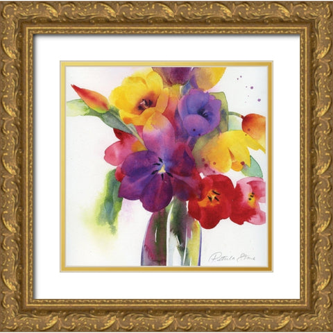 Flowers I Gold Ornate Wood Framed Art Print with Double Matting by P.S. Art