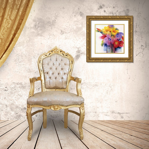 Flowers II Gold Ornate Wood Framed Art Print with Double Matting by P.S. Art