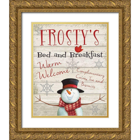 Frostys Bed and Breakfast Gold Ornate Wood Framed Art Print with Double Matting by P.S. Art