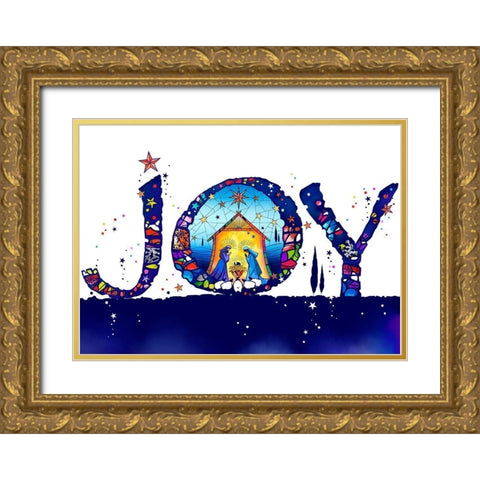Joy Gold Ornate Wood Framed Art Print with Double Matting by P.S. Art