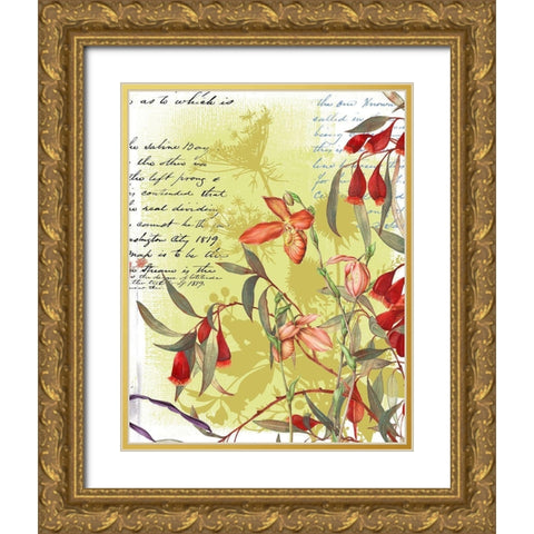Floral Collage I Gold Ornate Wood Framed Art Print with Double Matting by P.S. Art