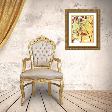 Floral Collage II Gold Ornate Wood Framed Art Print with Double Matting by P.S. Art