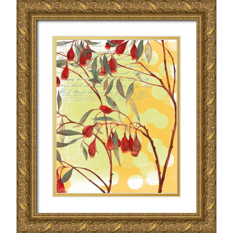 Floral Collage II Gold Ornate Wood Framed Art Print with Double Matting by P.S. Art