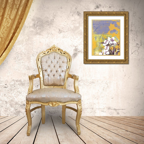 Floral Collage IV Gold Ornate Wood Framed Art Print with Double Matting by P.S. Art