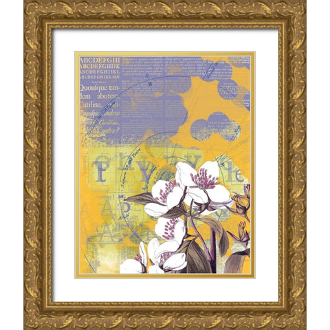 Floral Collage IV Gold Ornate Wood Framed Art Print with Double Matting by P.S. Art