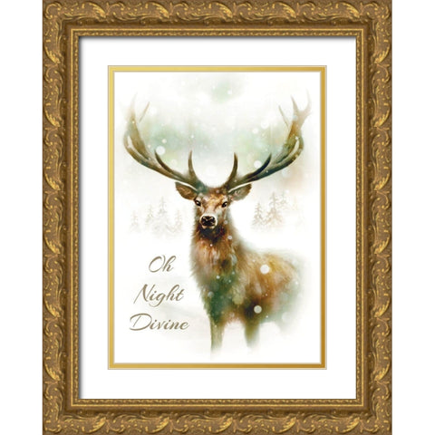Oh Night Divine Gold Ornate Wood Framed Art Print with Double Matting by P.S. Art