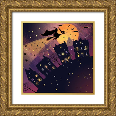 Witch Ride Gold Ornate Wood Framed Art Print with Double Matting by P.S. Art