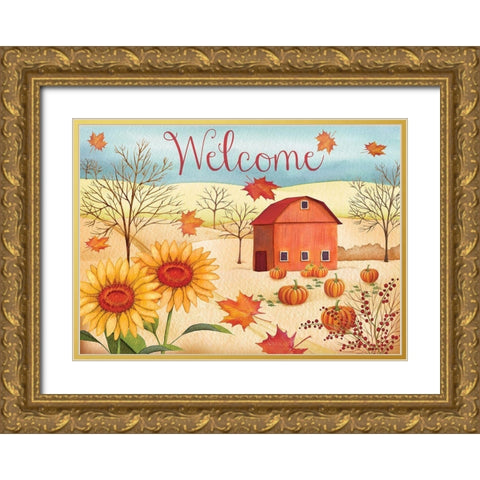 Welcome Barn Gold Ornate Wood Framed Art Print with Double Matting by P.S. Art