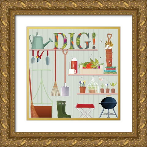 Dig Gold Ornate Wood Framed Art Print with Double Matting by P.S. Art