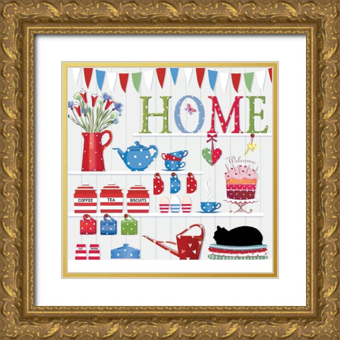 Home Gold Ornate Wood Framed Art Print with Double Matting by P.S. Art