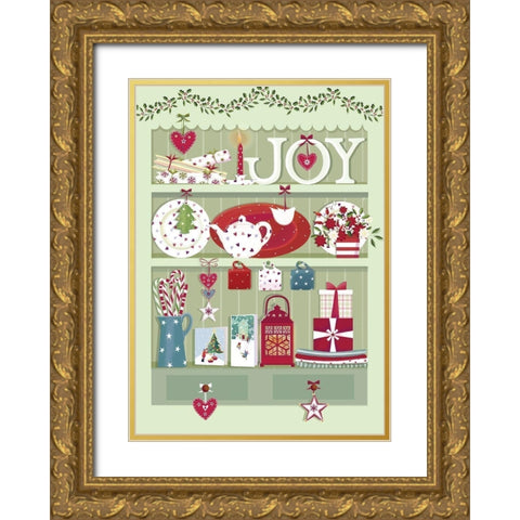 Joy   Gold Ornate Wood Framed Art Print with Double Matting by P.S. Art